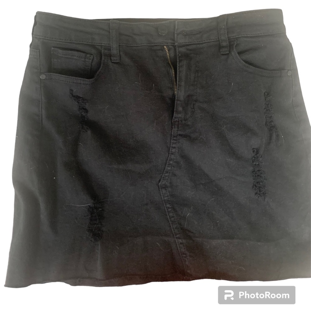 Black jean mini skirt